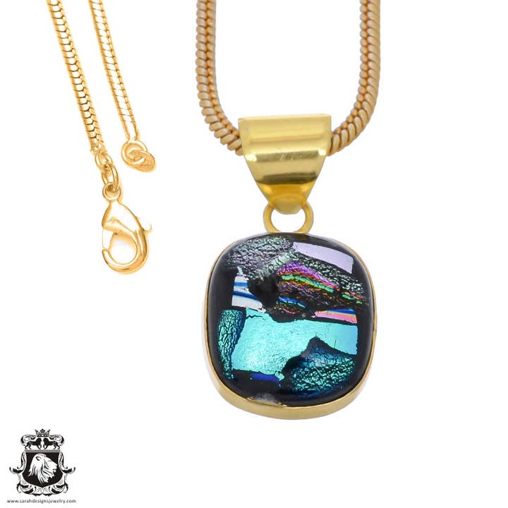 24-karaats vergulde hanger van dichroïsch glas GPH789 voor wholesale door SARAH DESIGNS JEWELRY