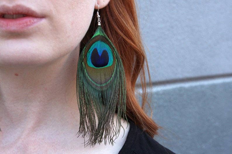 daniAWESOME - Wholesale Dangle Earrings - Peacock Feather Earrings 4