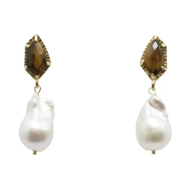 Boucles d'oreilles Perlá Éd. Limitée Marron et Perle pour la vente par ACUS