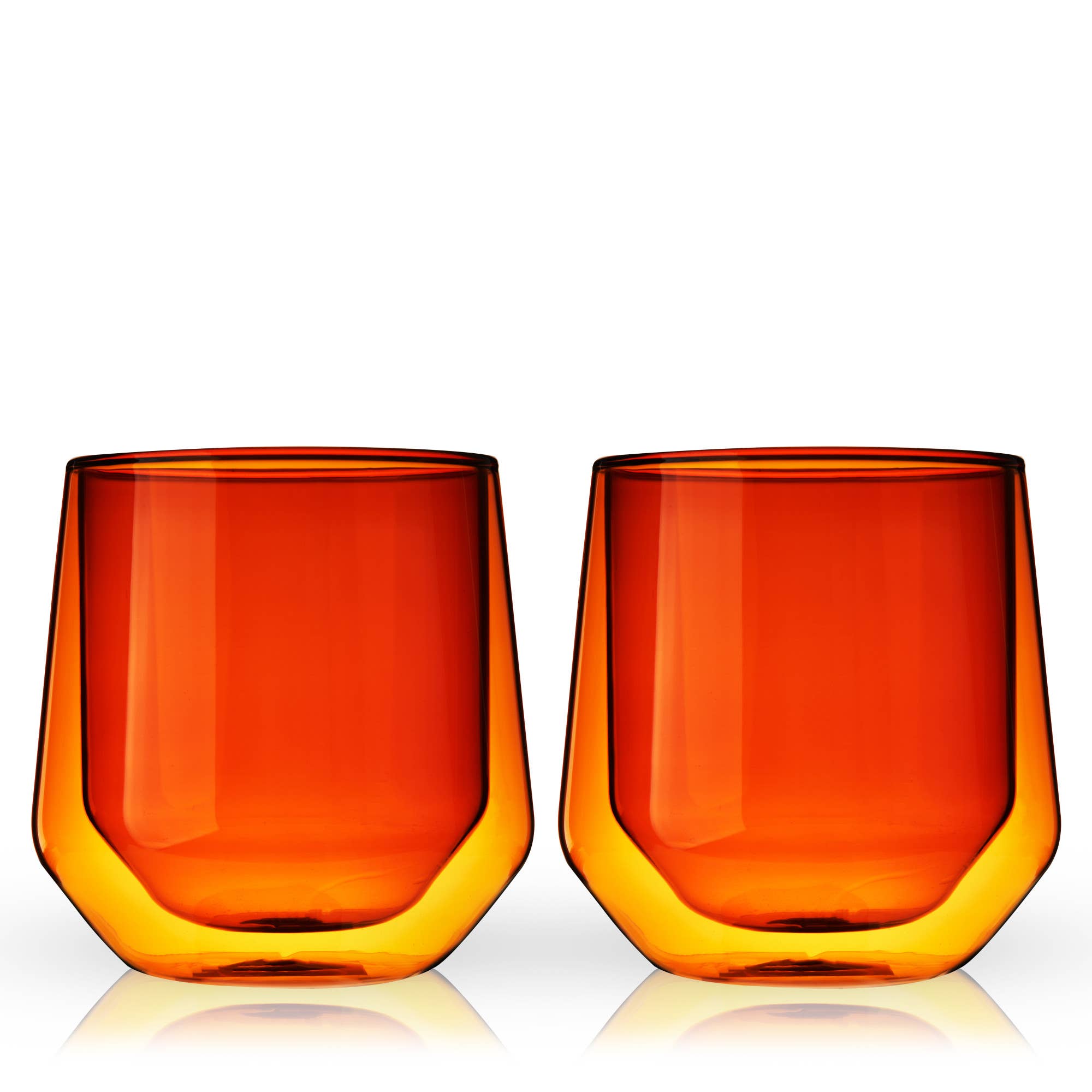 Viski - Wholesale Cocktail/Liquor Glass - Aurora Double Walled Glass Tumblers Amber2