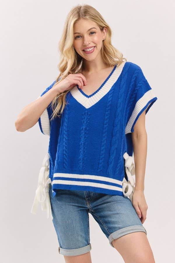 Sewn and Seen - Wholesale Sweater Vest - Women's - Cable Knit Varsity Sweater Vest25