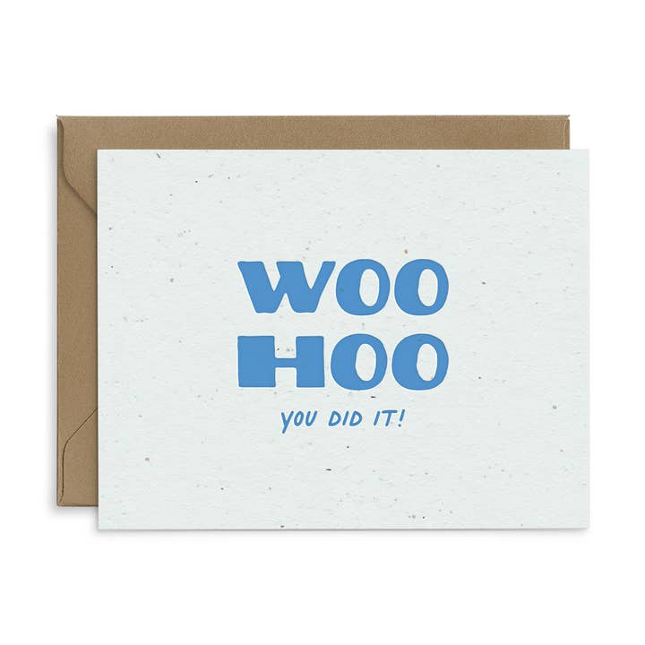 Ruff House Print Shop - Wholesale Congratulations Card - Woohoo You Did It Seeded Plantable Greeting Card