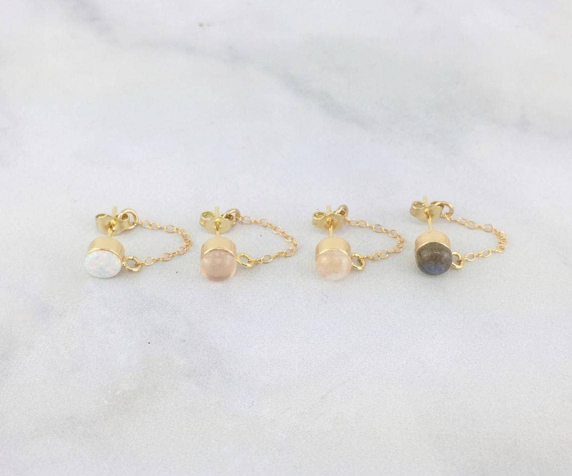 A Worthy Brand - Wholesale Dangle Earrings - Gemstone Stud Chain Earrings - Opal9