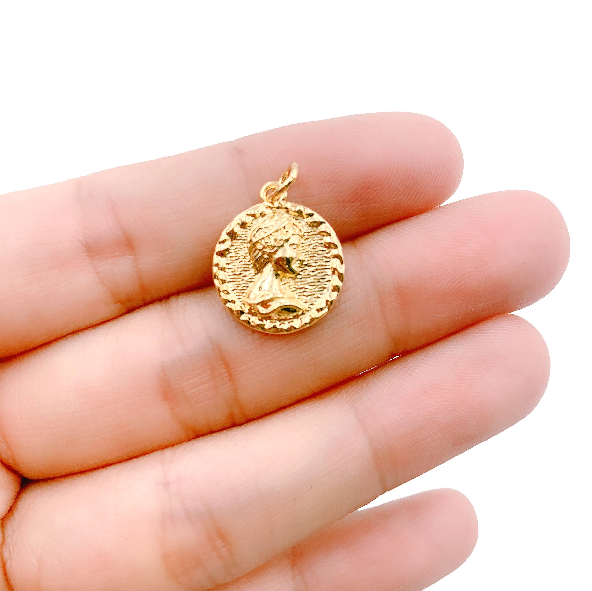 Beads Creation - Wholesale Individual Charm/Pendant - Gold Filled Dainty Coin Charm Pendant, CP11940