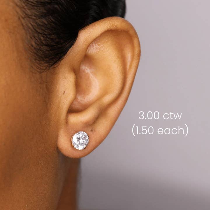 Boucles d'oreilles en or massif 14K + 3 CT IGI certifiées en diamant de laboratoire (DEF - VVS/VS) pour la vente par Nova Jewels LA
