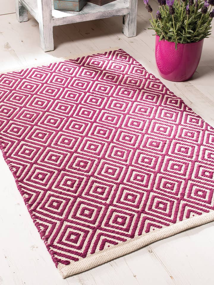 Tappeto fatto a mano in cotone Diamond Weave 60 x 90 cm per la vendita all'ingrosso da parte di Namaste