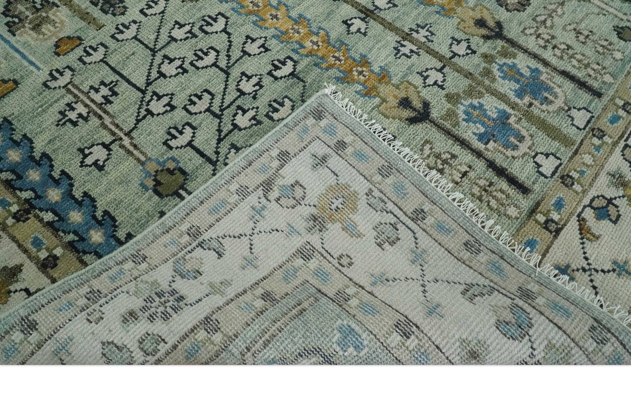 The Rug Decor, Inc. - Venta al por mayor Alfombra pequeña - Alfombra hecha a mano color verde musgo antiguo y marfil, lista para envío6