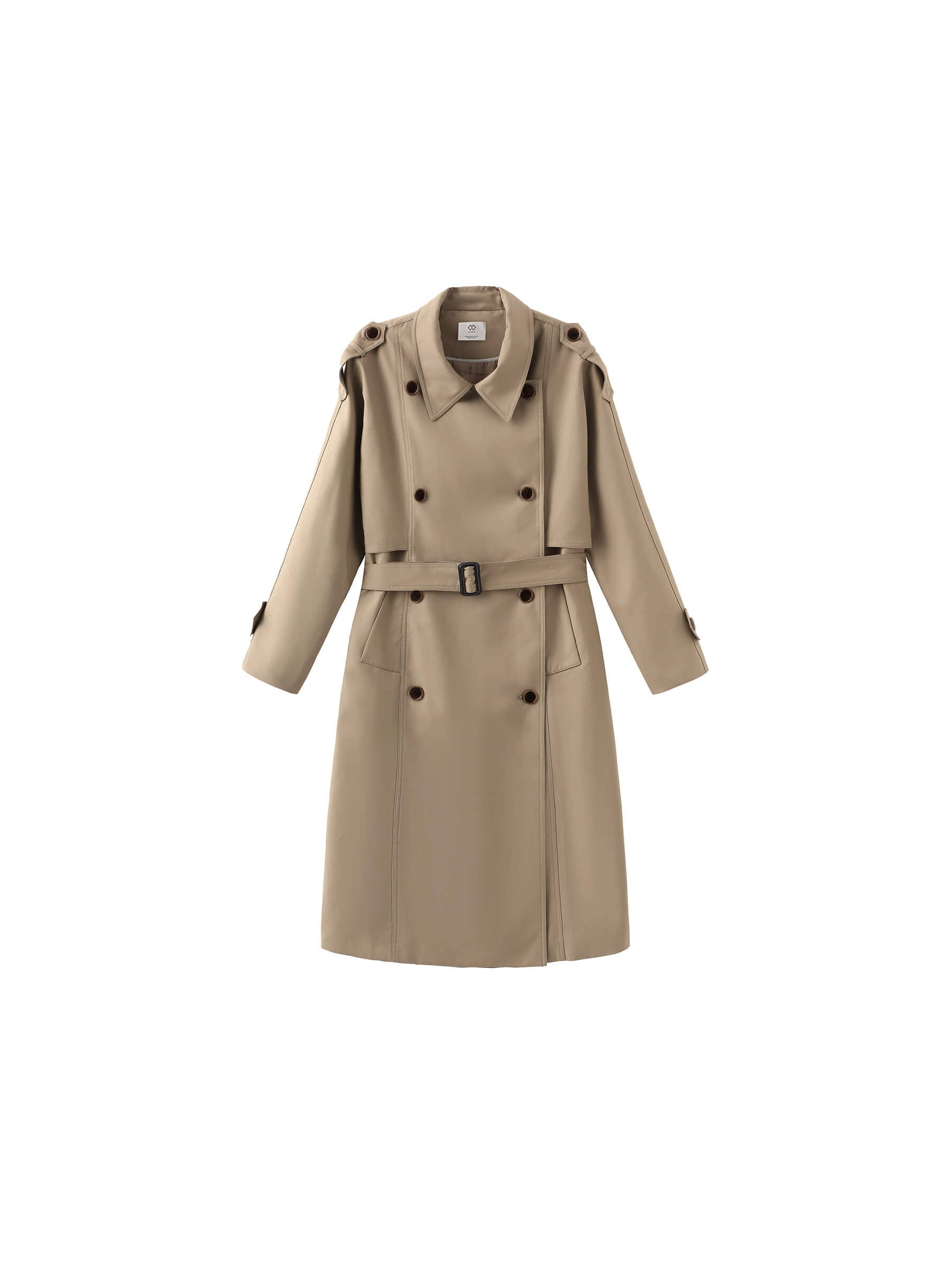 CUBIC – Großhandel Trenchcoat – Damen – Doppelreihiger Trenchcoat mit Gürtel in Khaki0