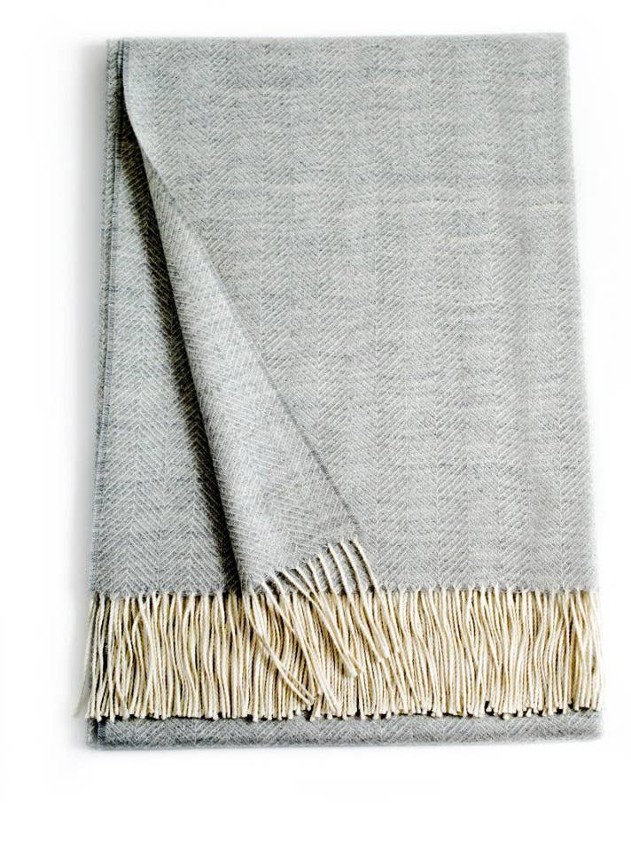 Montreal Baby Alpaca Throw - Pale Grey for wholesale by Linen Way Inc.