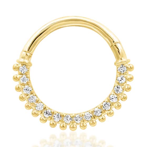 Mimi – 14K Gold CZ Beaded Clicker Ring for wholesale by Piercing-zone