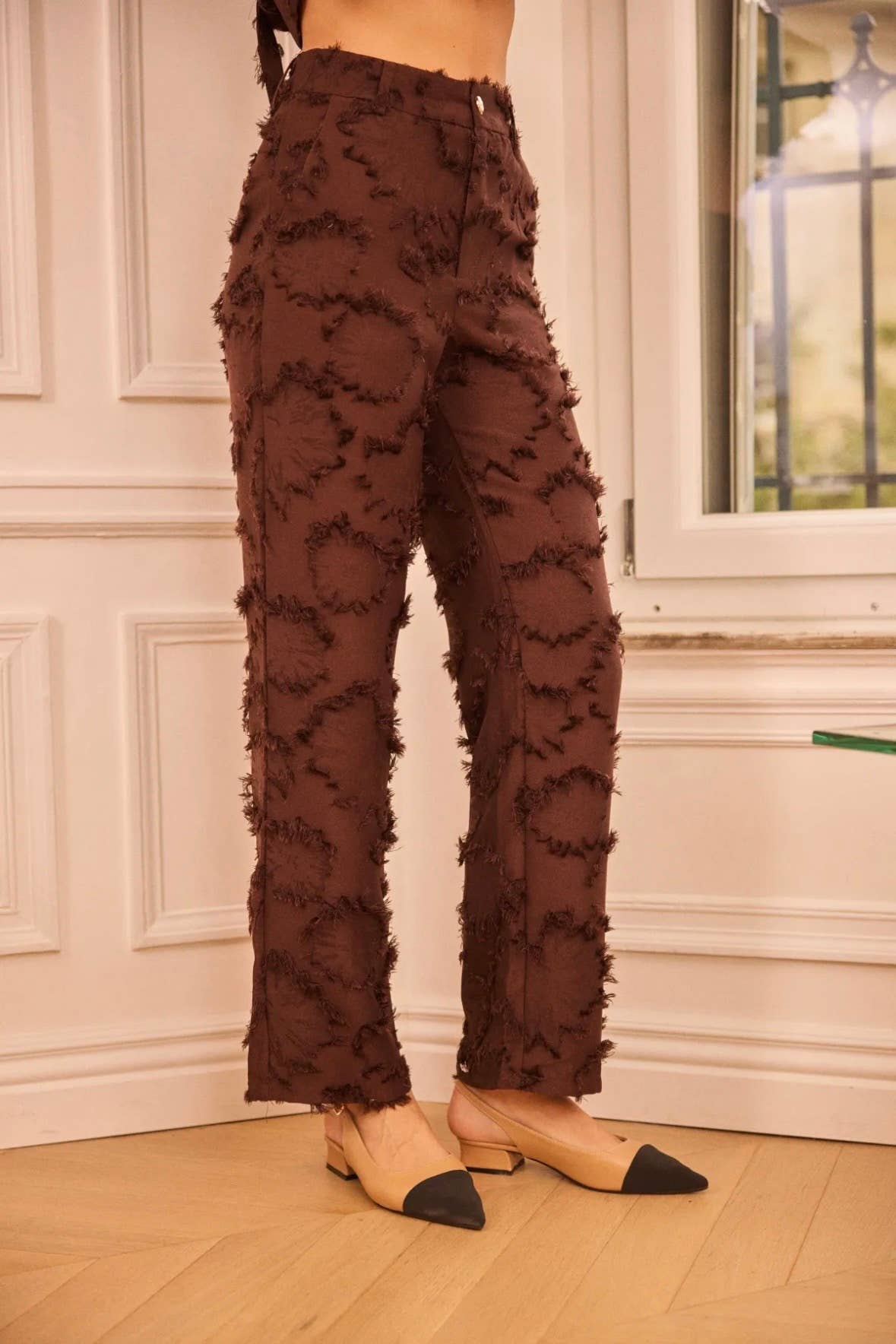 Frime - Wholesale Pants - Women's - Textured straight-cut trousers - 56882