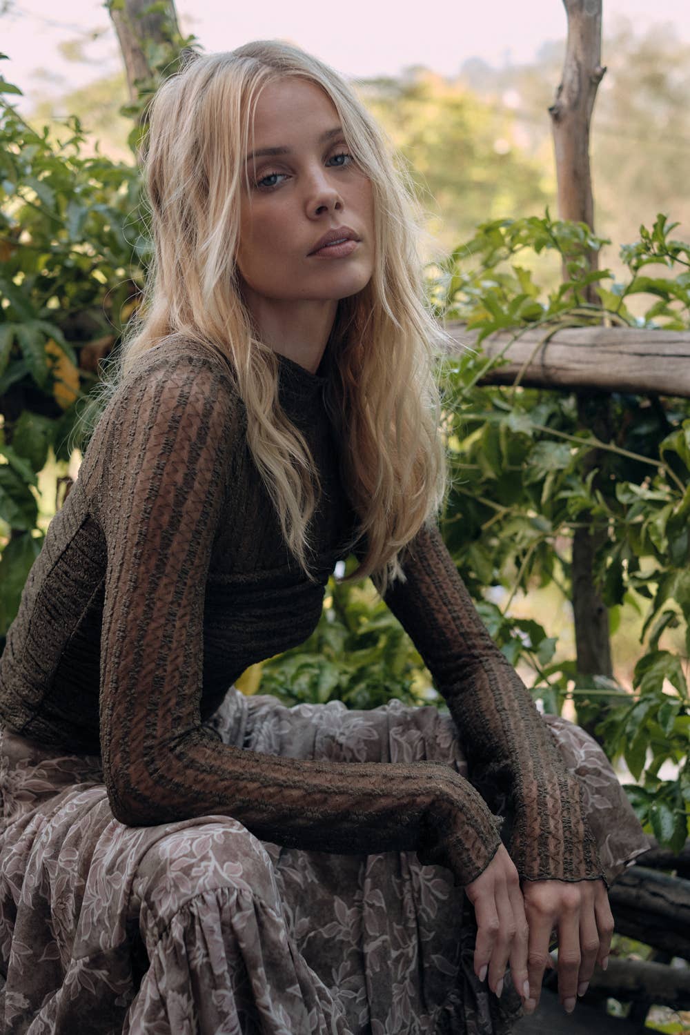 Promesa USA - Wholesale Bodysuit - Women's - Striped Floral Lace Ruched Mock-Neck Bodysuit28