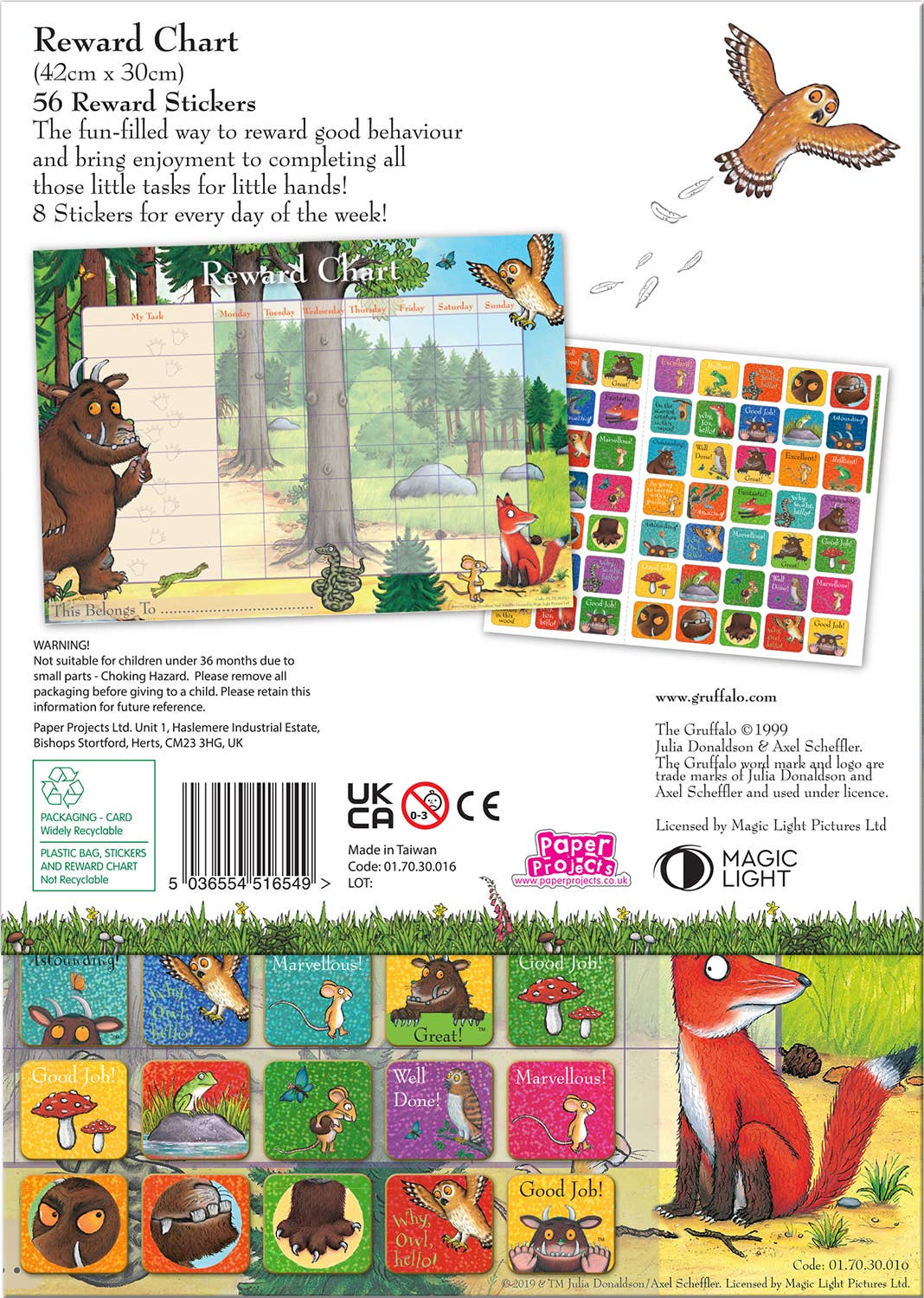 Paper Projects Ltd – wholesale Sticker – Child & baby – The Gruffalo Reward Chart2