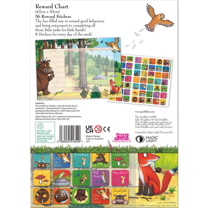 Paper Projects Ltd – wholesale Sticker – Child & baby – The Gruffalo Reward Chart2