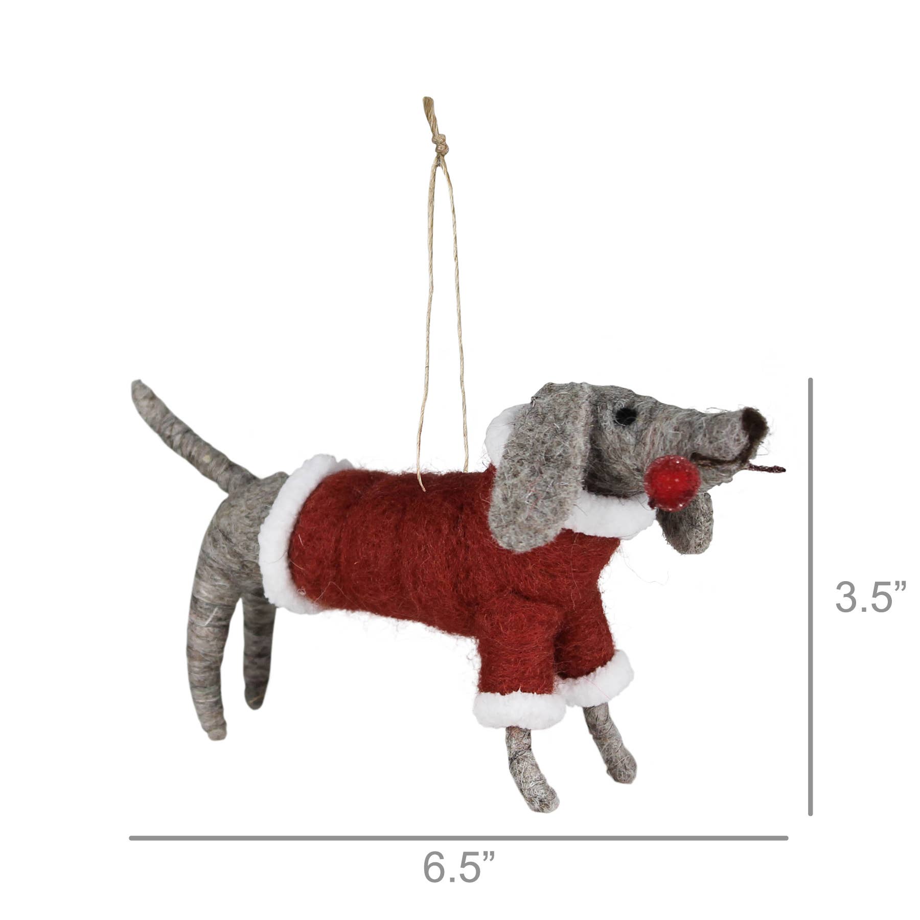 HomArt - Wholesale Ornament - Hond in kerstmanchet, vilt1
