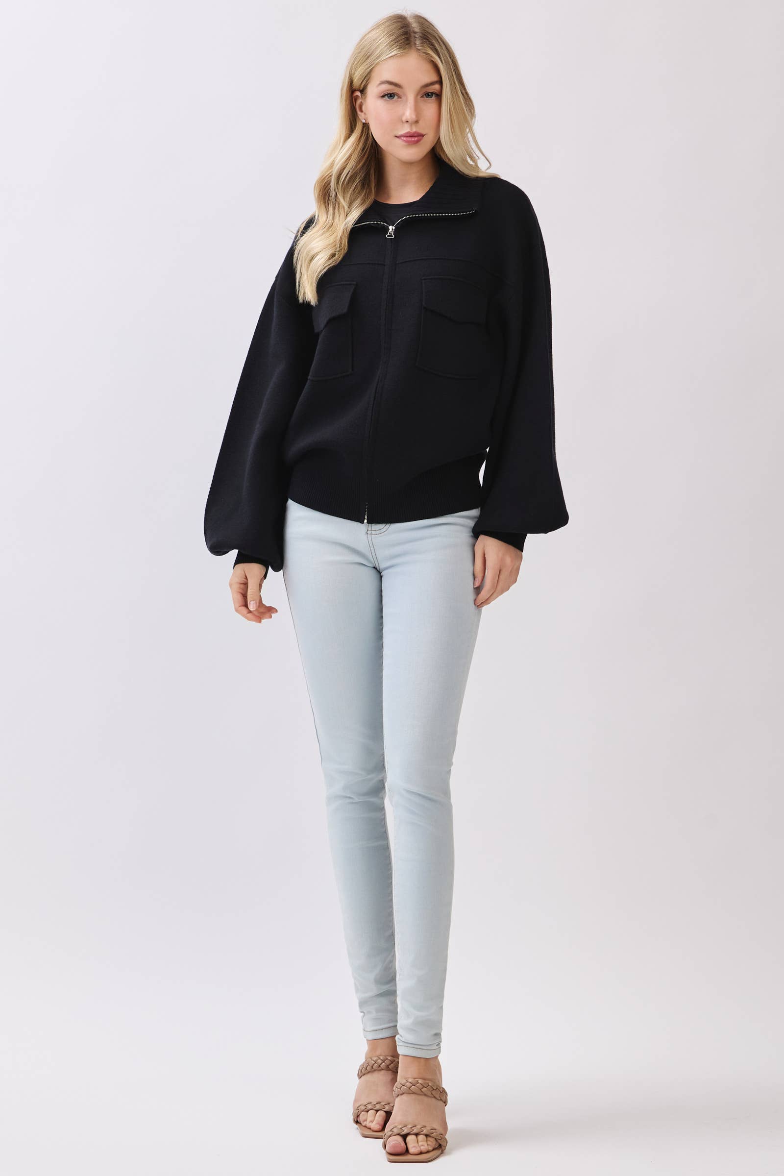 Calista - Wholesale Bomber Jacket - Women's - SWEATER BOMBER JACKET - VW61334