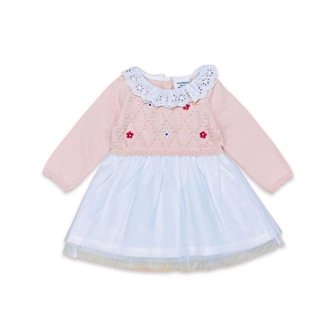 Viverano Organics - Wholesale Dress - Baby - Floral Embroidered Knit Tutu Dress (Organic Cotton)5