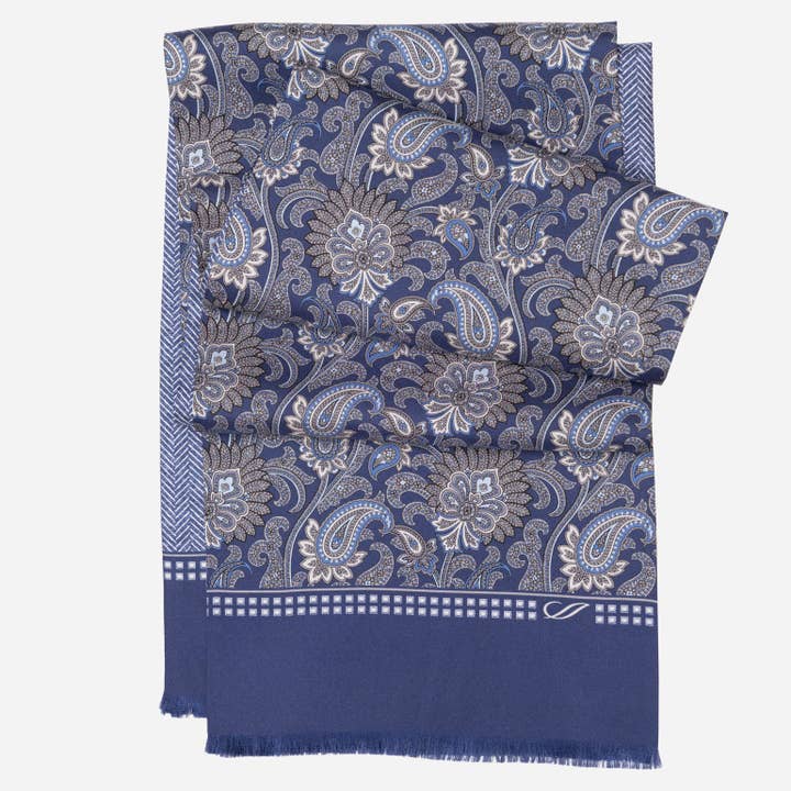 Pasquino - Silk Scarf - Navy for wholesale by Elizabetta Made in Italy USA