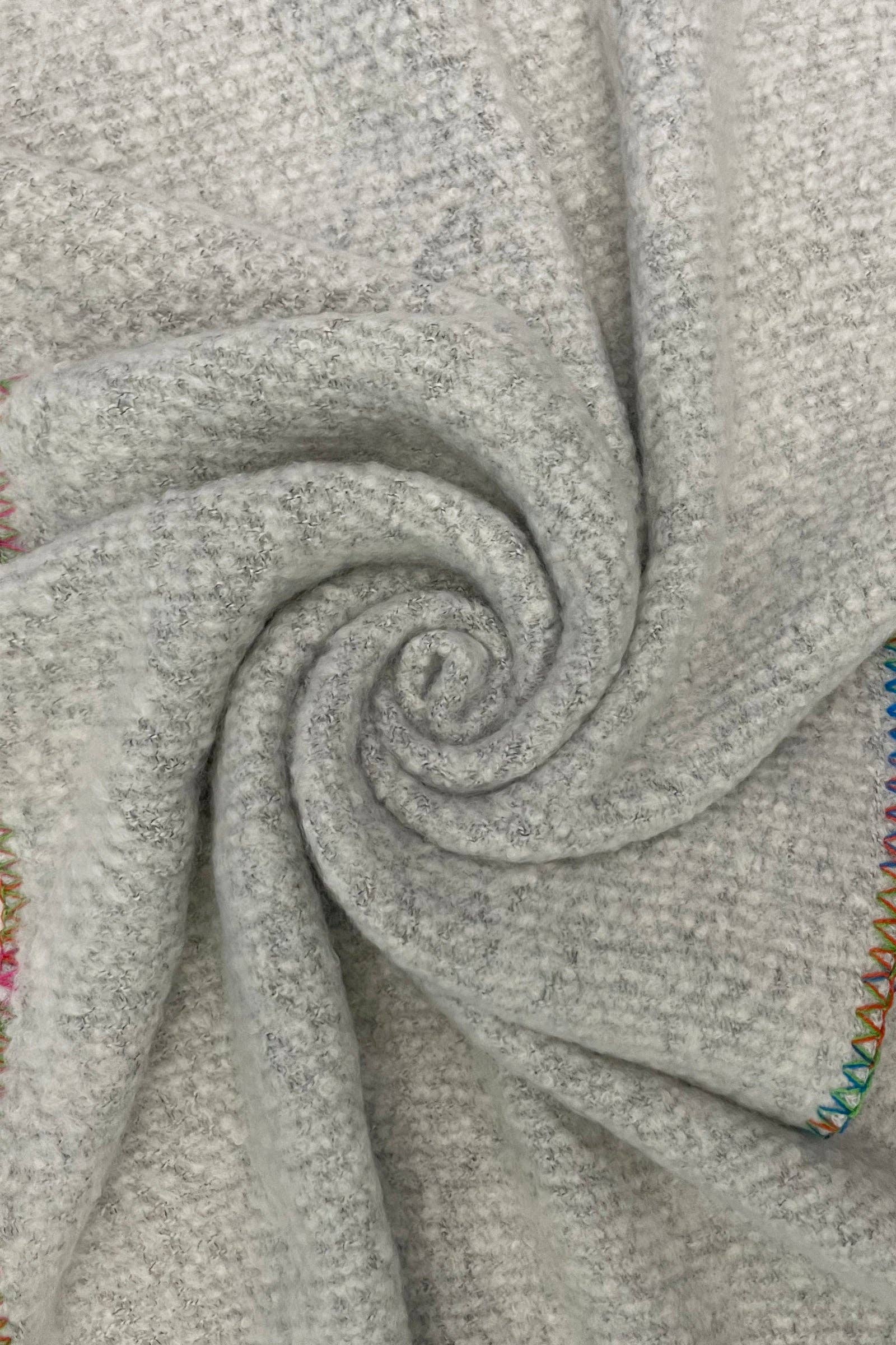 Fashion Scarf World - Wholesale Scarf - Women's - Plain Contrast Stitch Wool Diagonal Edge Scarf1