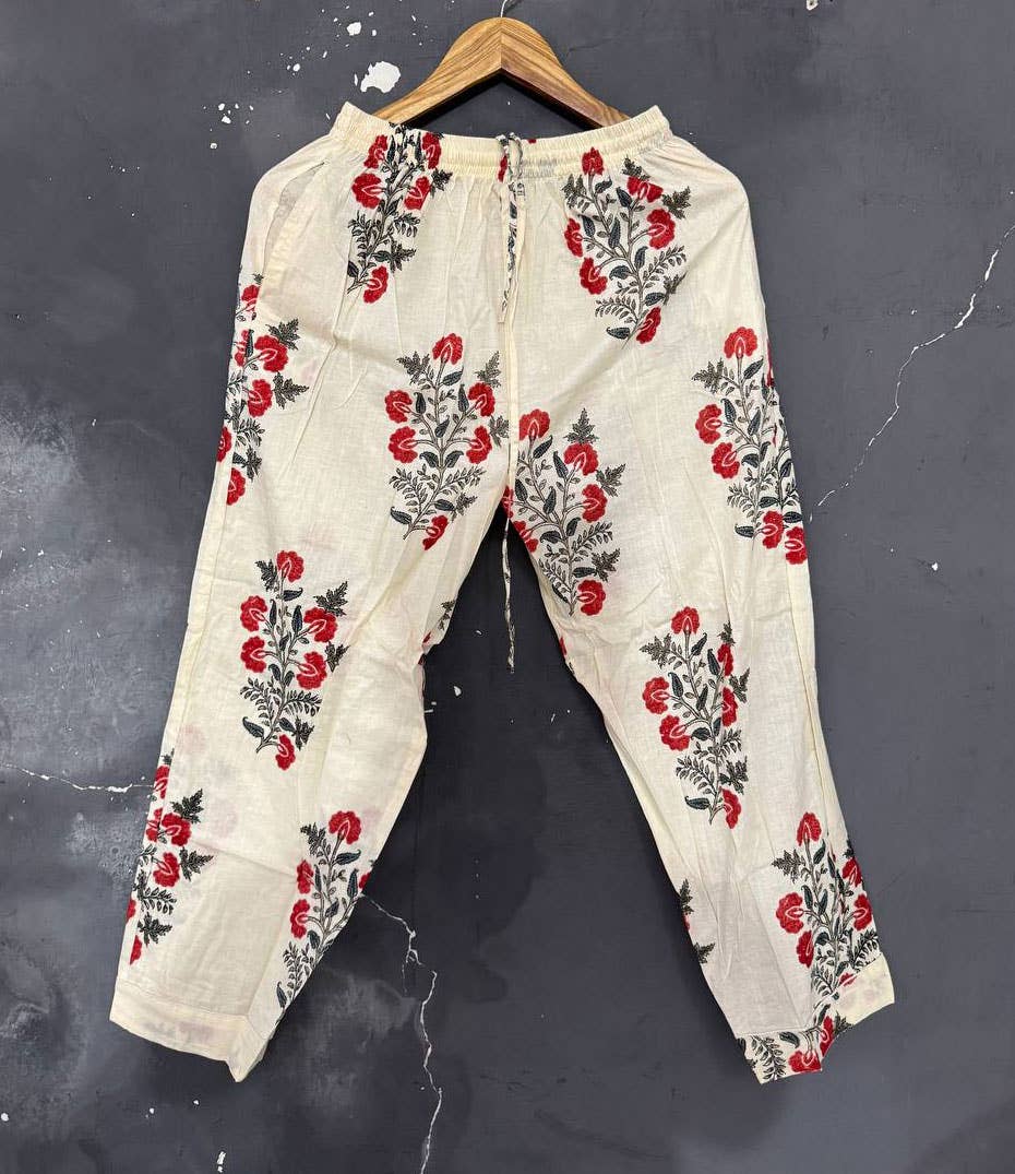 GYPSY STUDIO – wholesale Pyjamasset - Dam – Vit färgblocktryck dam bomullsklänning nattkläder pyjamas set4