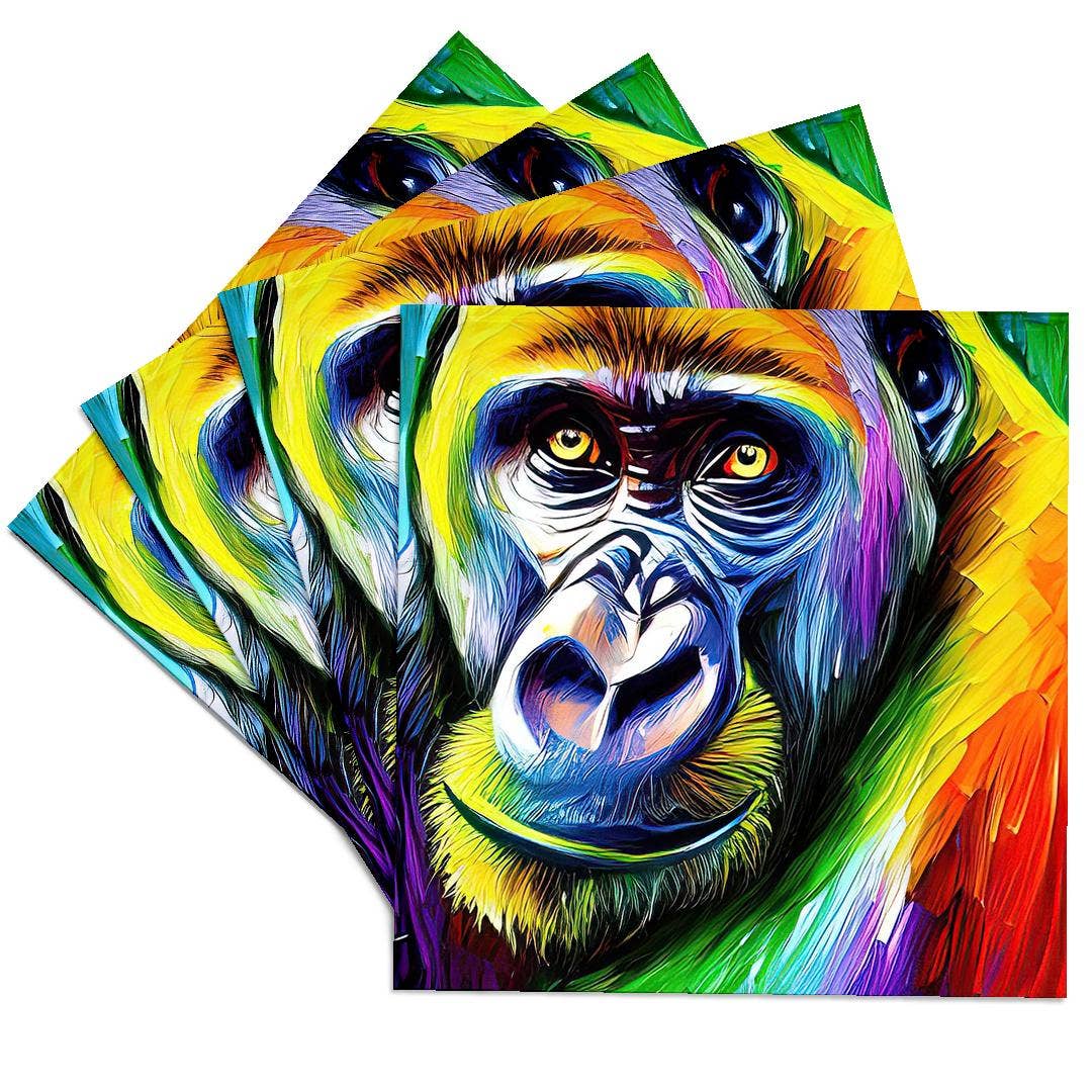 3dRose – wholesale Coasters – 3dRose, Funny Colorful Gorilla Ape Portrait. Digital Art. Gift, Charm, Coaster0