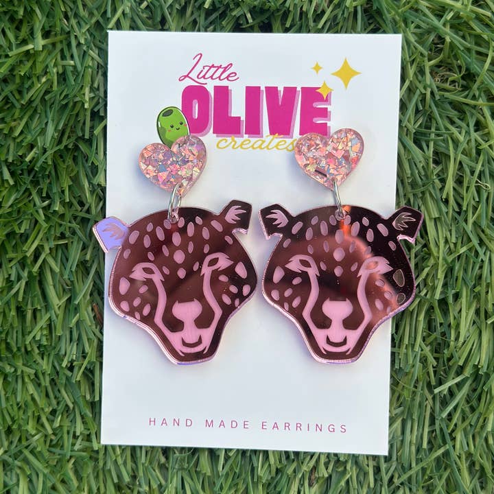 Pink Mirror Cheetah Dangle Earrings | Funky Acrylic Statement Earrings | Lightweight Hypoallergenic Jewelry and other Purchase Wholesale acrylic mirror. Free Returns & Net 60 Terms on Faire trending on Faire.
