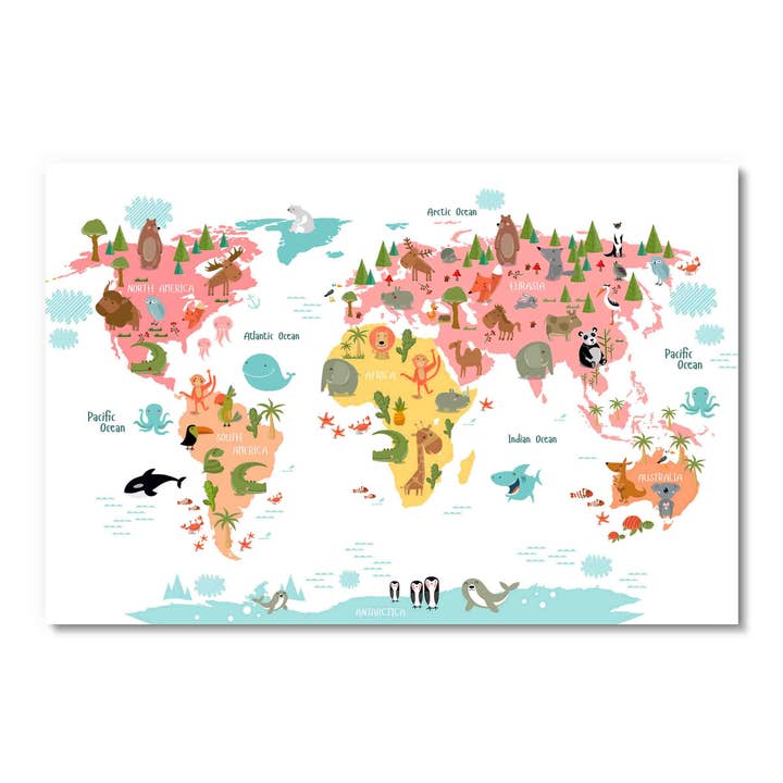 Mapa del mundo infantil, arte de pared acrílico para venta al por mayor de ART BLVD