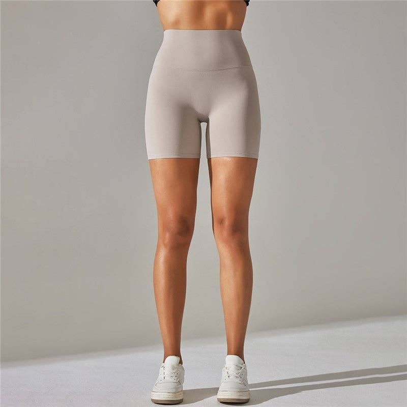 FurDecoration - Wholesale Athletic Shorts - Women's - Solid Color High-Waisted Elastic Sport Shorts4