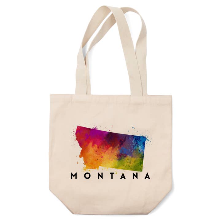 BOLSAS DE TELA ORGÁNICAS Montana, Acuarela del Estado para venta al por mayor de Lantern Press