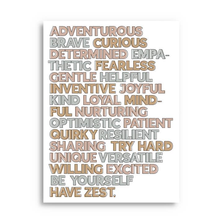 Kids Alphabet art print | Mindfulness poster | Typographic for wholesale by Fearless Flamingo