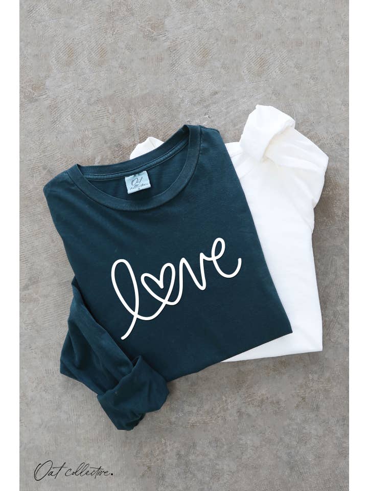 OAT COLLECTIVE - Wholesale Screen Printed T-Shirt - Women's - LOVE PUFF Mineral Washed Long Sleeve Graphic10