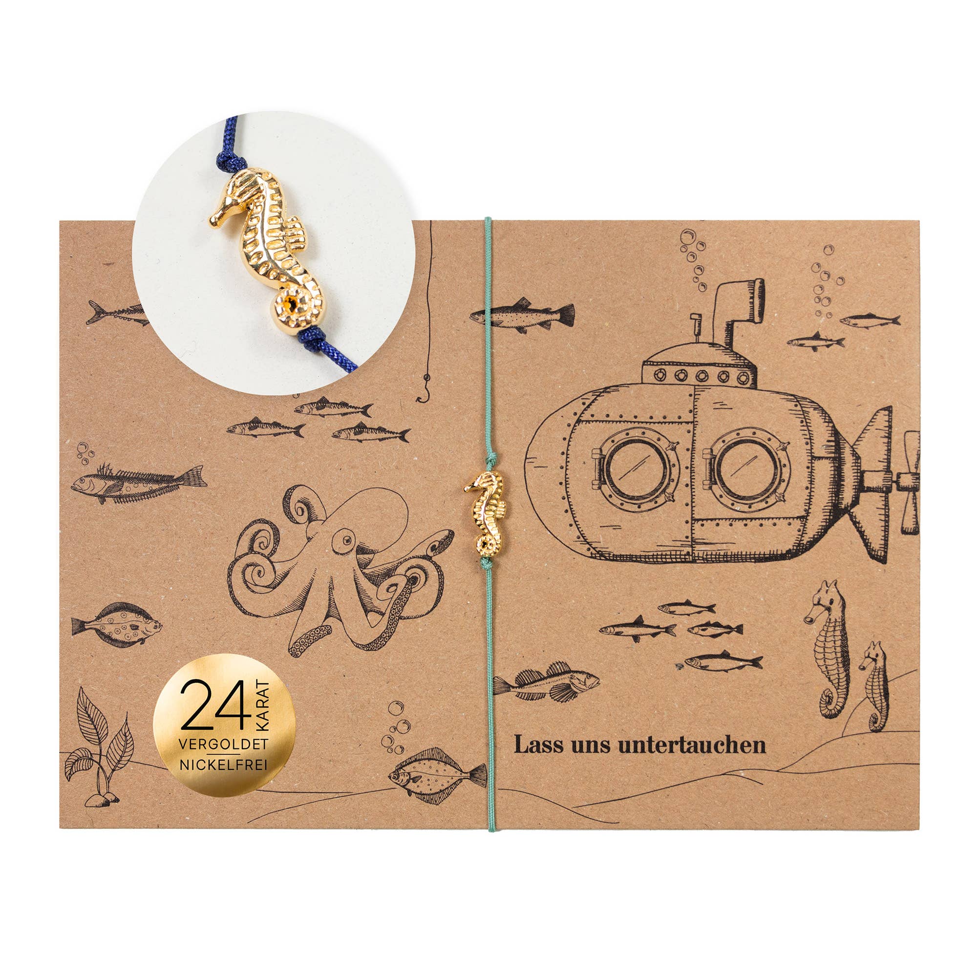 Bow & Hummingbird - Wholesale Charm/Dangle Bracelet - Wristband on card - Seahorse - Submerge9