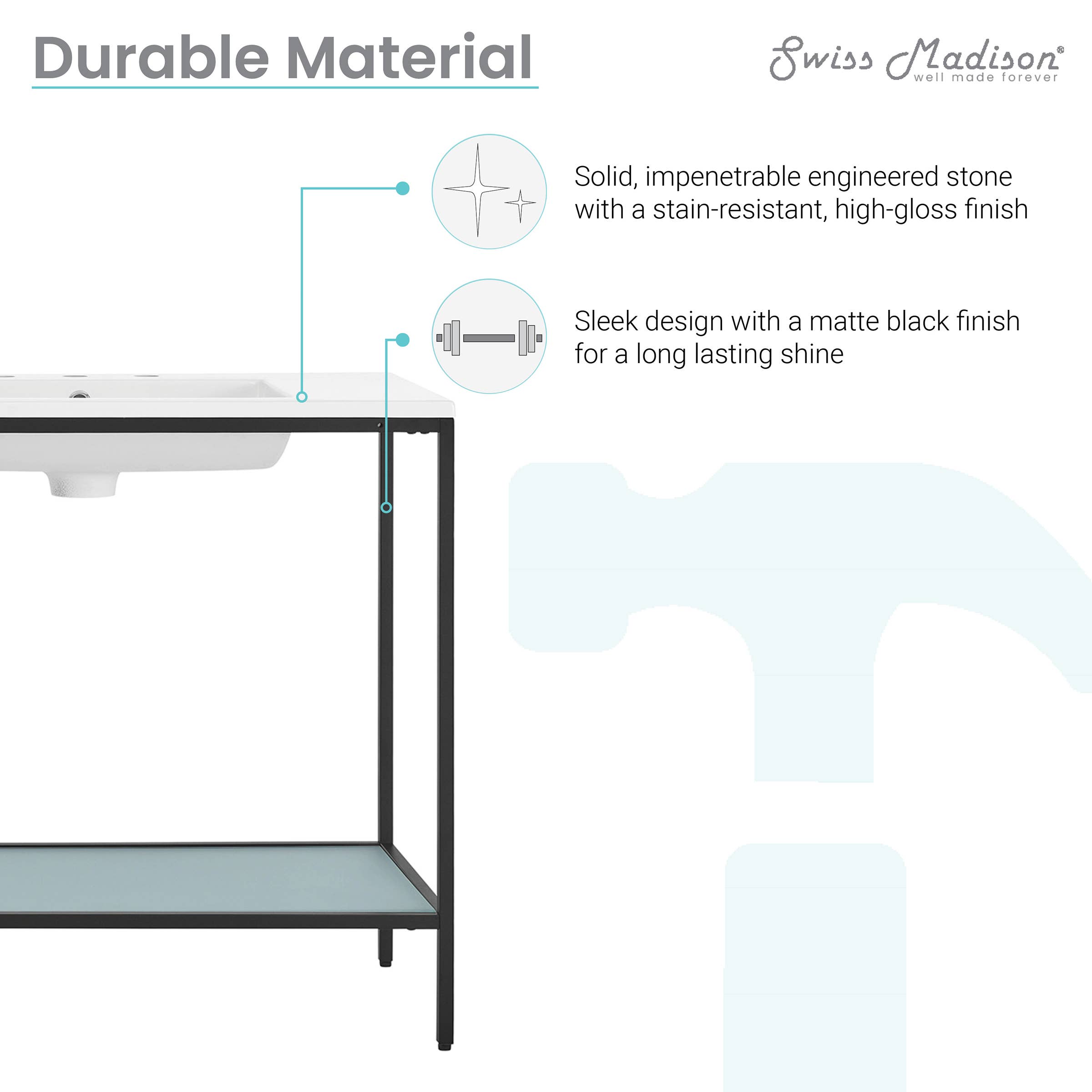Swiss Madison - Wholesale Bathroom Side Table - Pierre Double Freestanding Open Shelf Metal Bathroom Vanity5