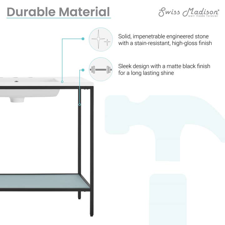 Swiss Madison - Wholesale Bathroom Side Table - Pierre Double Freestanding Open Shelf Metal Bathroom Vanity5
