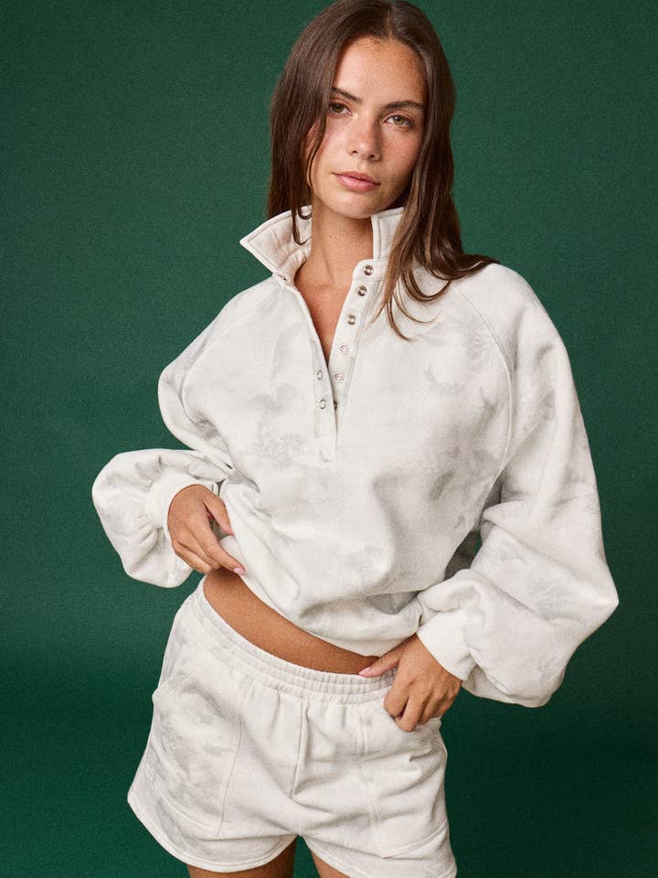 WHITE GREY PP50362-2 - Luxe Fleece Drawstring Shorts for wholesale on Faire1