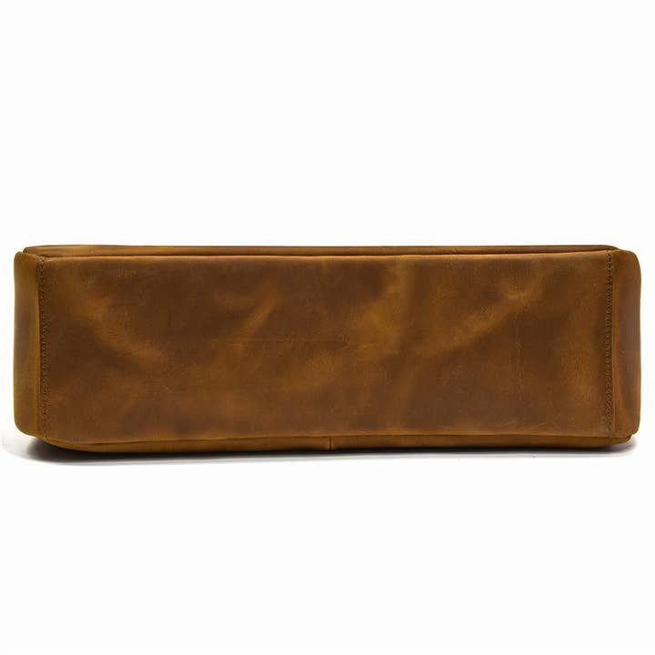 Marrón Maletín de piel granulada para ordenador portátil para hombre, bandolera de piel de primera calidad, bandolera para MacBook de venta al por mayor en Faire10