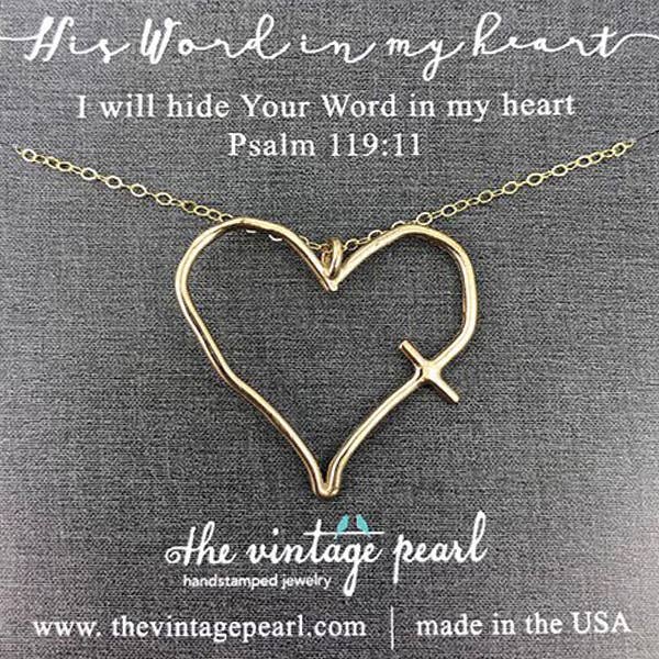 The Vintage Pearl – wholesale Pendant/charm necklace – His Word in My Heart Necklace0