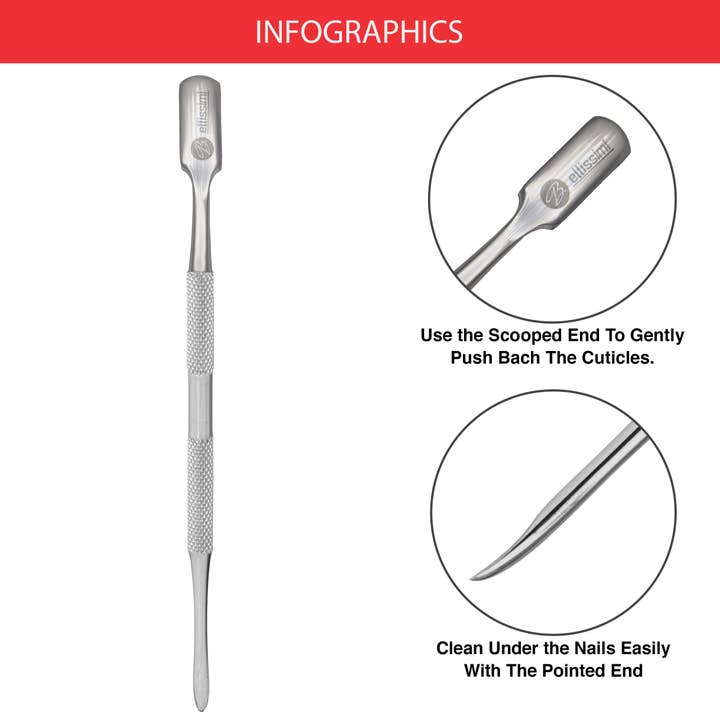 Professional Japanese Stainless Steel Cuticle Pusher for wholesale by Bellissimi Professional Instruments