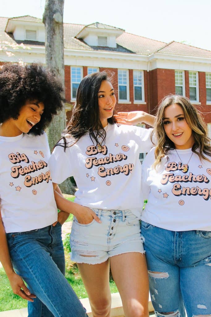 Girl Tribe Co – wholesale Screen printed t-shirt – Women′s – Big Teacher Energy Tee2