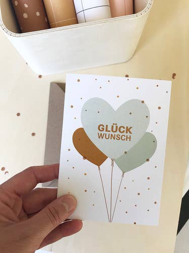 Linienwerk - Wholesale Birthday Card - Klappkarte Herzluftballons0