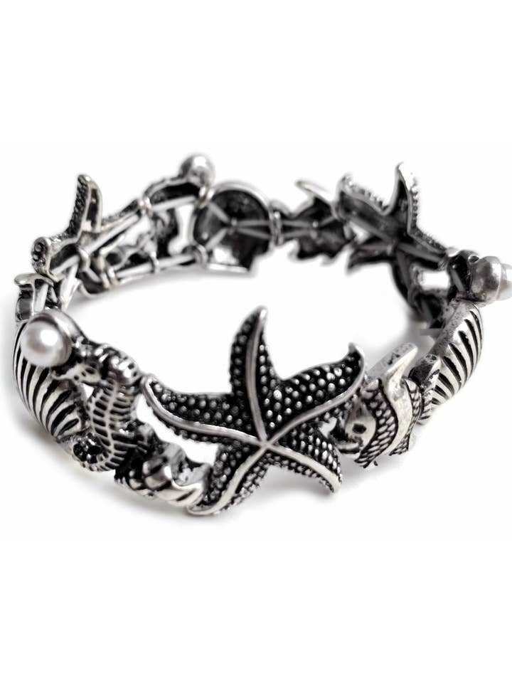 Summer Beach Stretcharmband med fisk, snäckor och sjöstjärnor för wholesale av Juniper Wish