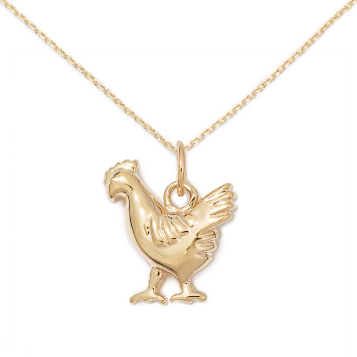 Colar de frango banhado a ouro amarelo da Delicacies Jewelry - cada compra ajuda a combater a fome! (Joias de comida, presente para foodie, presente para ela) por atacado de Delicacies Jewelry