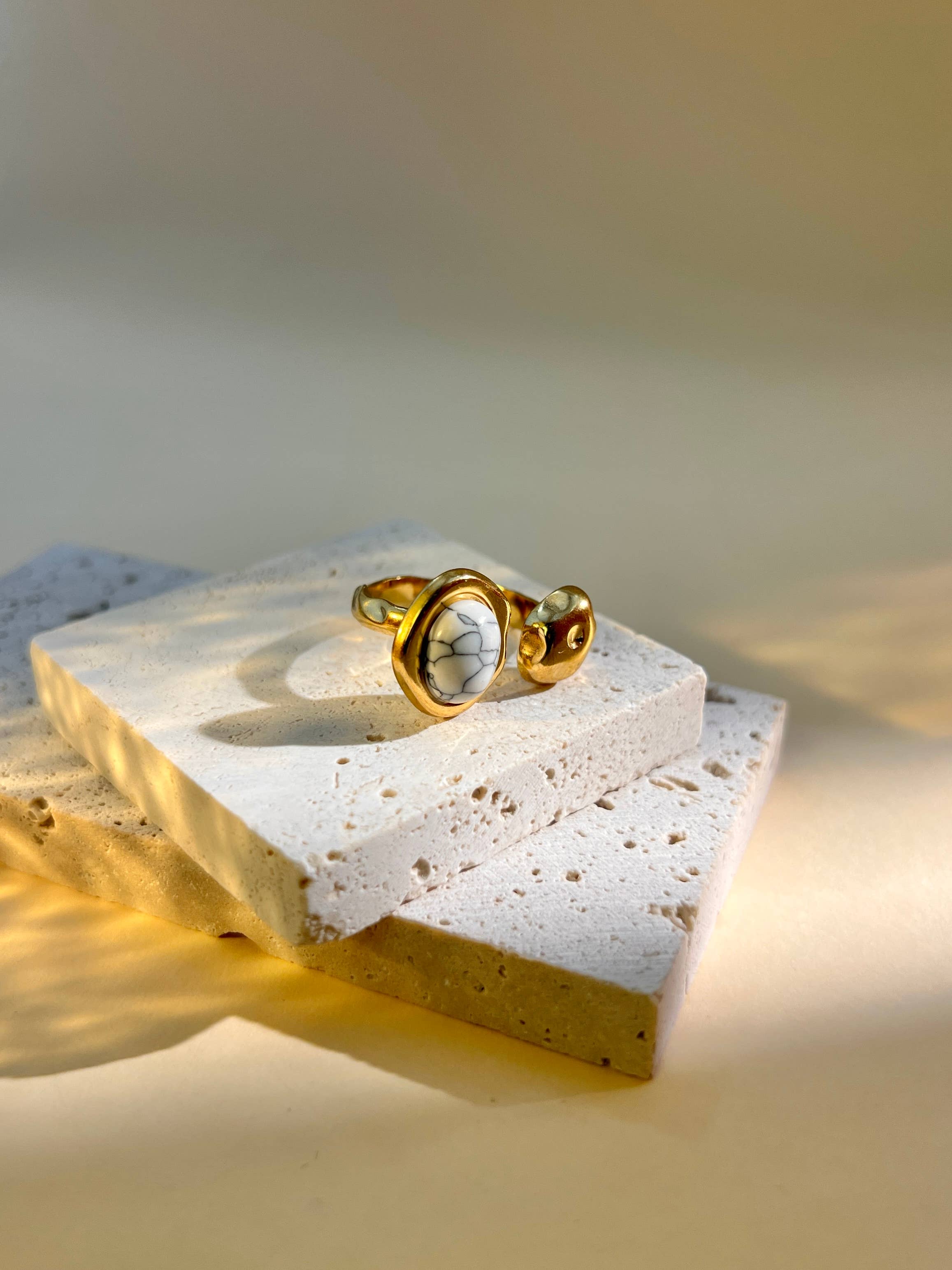 COSMOS - Wholesale Single Stone/Solitaire Ring - Adjustable stainless steel and natural stone ring4