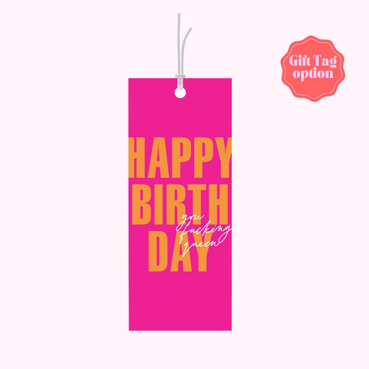 BAD ON PAPER - Wholesale Birthday card - Fucking Queen - Pink & Orange Birthday Greeting Card3