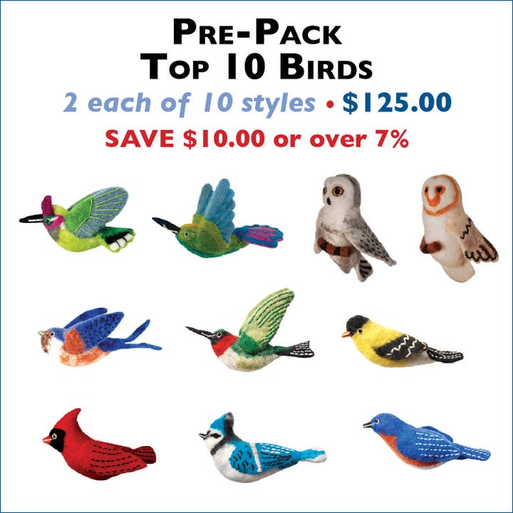 Top 10 Woolie Birds Prepack (2 Stück mit 10 Stilen) für den Großhandel von dZi Handmade