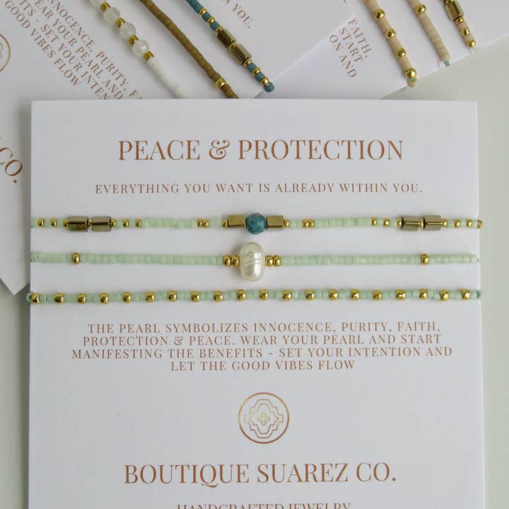 Boutique Suarez Co. - Wholesale Jewelry Set - Peace & Protection - Pearl Bracelet Stacks16