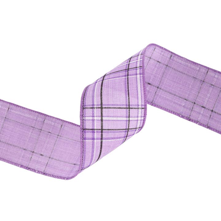LA Ribbons Wholesale - Wholesale Ribbon - Gift Wrapping - Wired Ribbon | Purple/Spring Plaid | 10 Yard Roll11