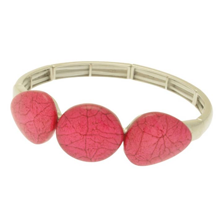 Bright Pink Marble Resin Elasticated Bracelet for wholesale by Miss Milly Limited
