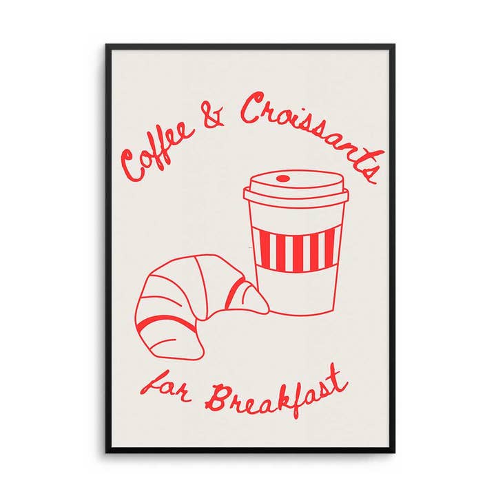 Kaffe och croissanter tryck för wholesale av D'LUXE PRINTS
