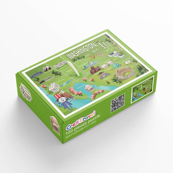 Explore Washington D.C. 100-Piece Puzzle with QR Code Map for wholesale by Cre8Travel